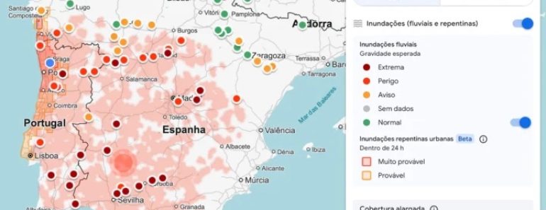 Google lança mapa interativo que mostra zonas com risco de inundações.