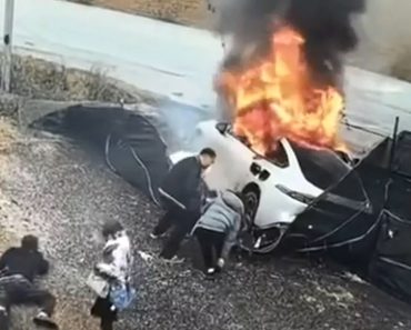 Herói salva família de “caixão de metal”: Carro elétrico explode em chamas e portas bloqueadas quase causam tragédia (Vídeo)