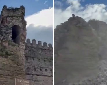 História a desmoronar: Torre de castelo com 600 anos desaba em Espanha e gera pânico entre turistas (Vídeo)